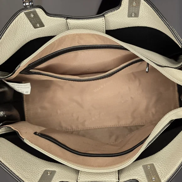 Max & Enjoy Cream Pebbled Tote Satchel | Top Handle | Adjustable Strap | NWT - Picture 8 of 9